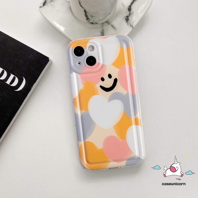 Untuk Samsung A14 A51 A31 A21s A20s A34 A54 A12 A50 A04 A04s A13 A52 A20 A10s A71 A53 A52s A02s A32 A30s A04E A50s A11 A03s A23 A03 A03 A30 M23 A2 Smiley Love Heart Airbag Soft Case