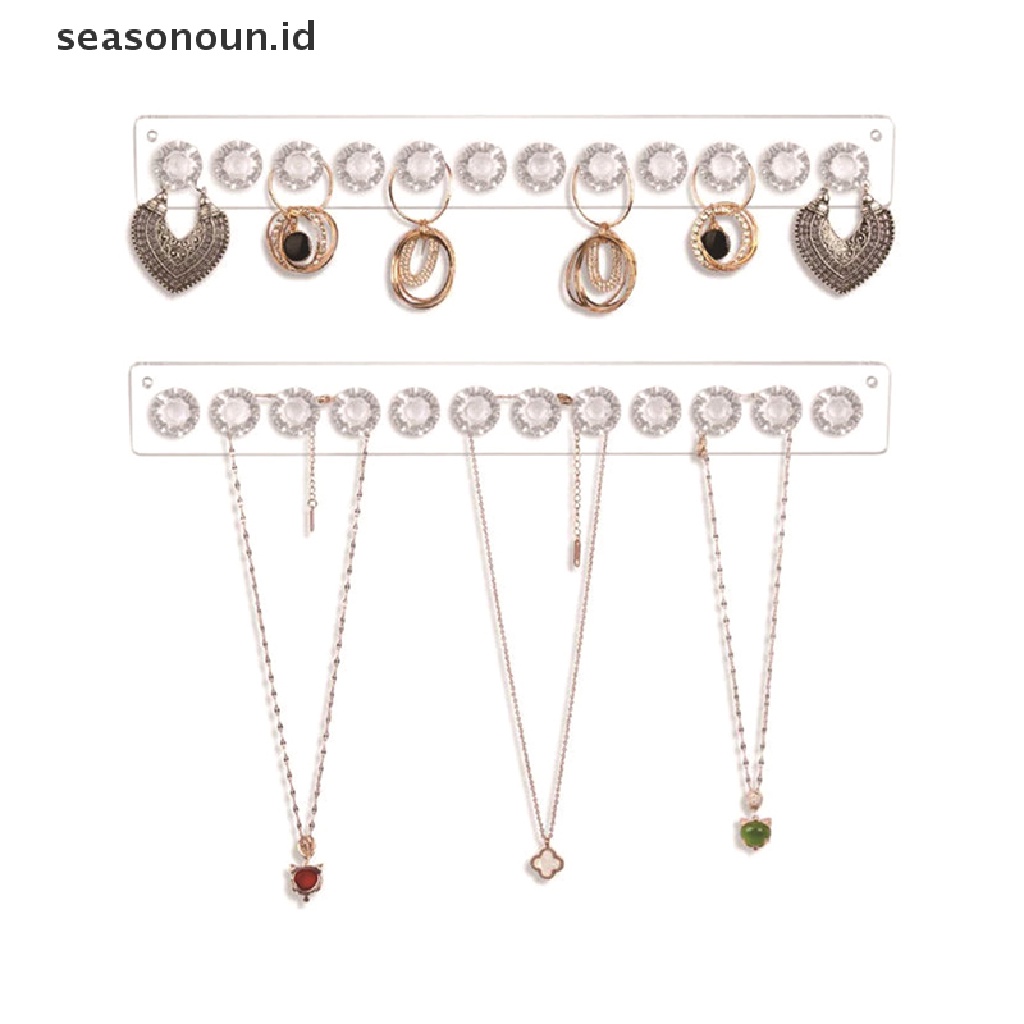 Seasonoun 12in1 Perekat Tempel Hiasan Dinding Penyimpanan Kait Perhiasan Tempat Display Perhiasan.