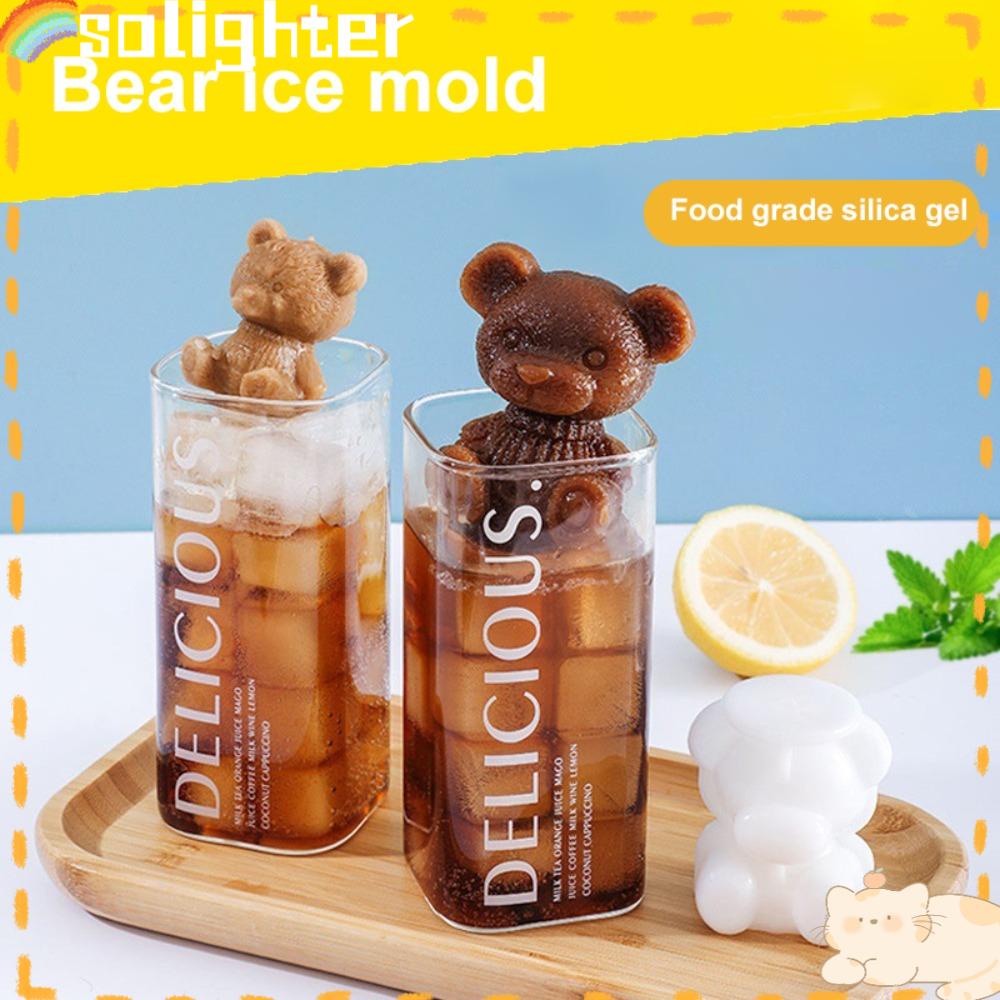 Solighter Bear IceCube Mold Reusable Bars Coffee Ice Mold Cetakan Es Krim Tanpa Bau Bentuk Es Batu