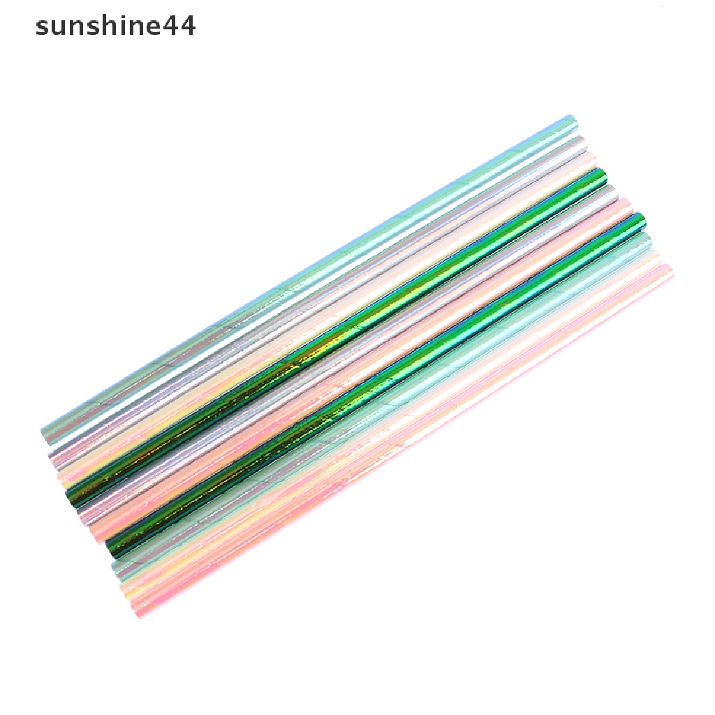 Sunshine 25Pcs Pearlescent Bronzing Paper Straw Gradasi Foil Sedotan Minum Decor ID