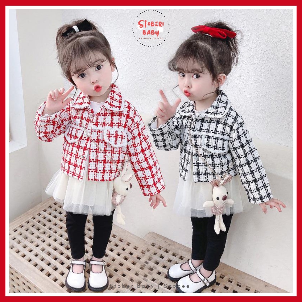 PUNCAK 3.3 stoberi baby - DRESS CICI BUNNY VEST EBV Free Dolls Baju Blouse Dress Anak Perempuan Import Dress anak/Bayi Perempuan Gaun bayi Rok Anak Pakaian anak Set