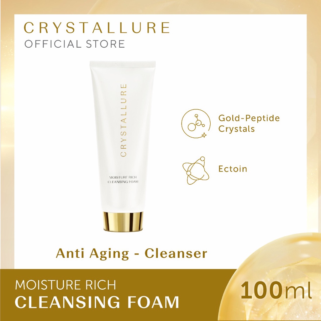 Crystallure by Wardah Moisture Rich Cleansing Foam 100ml - Pembersih wajah anti-aging yang melembabkan