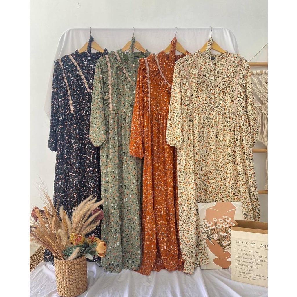 DRESS WANITA VINTAGE DRESS OVERSIZE BABYDOLL PREMIUM MIX RENDA GAMIS MUSLIMAH