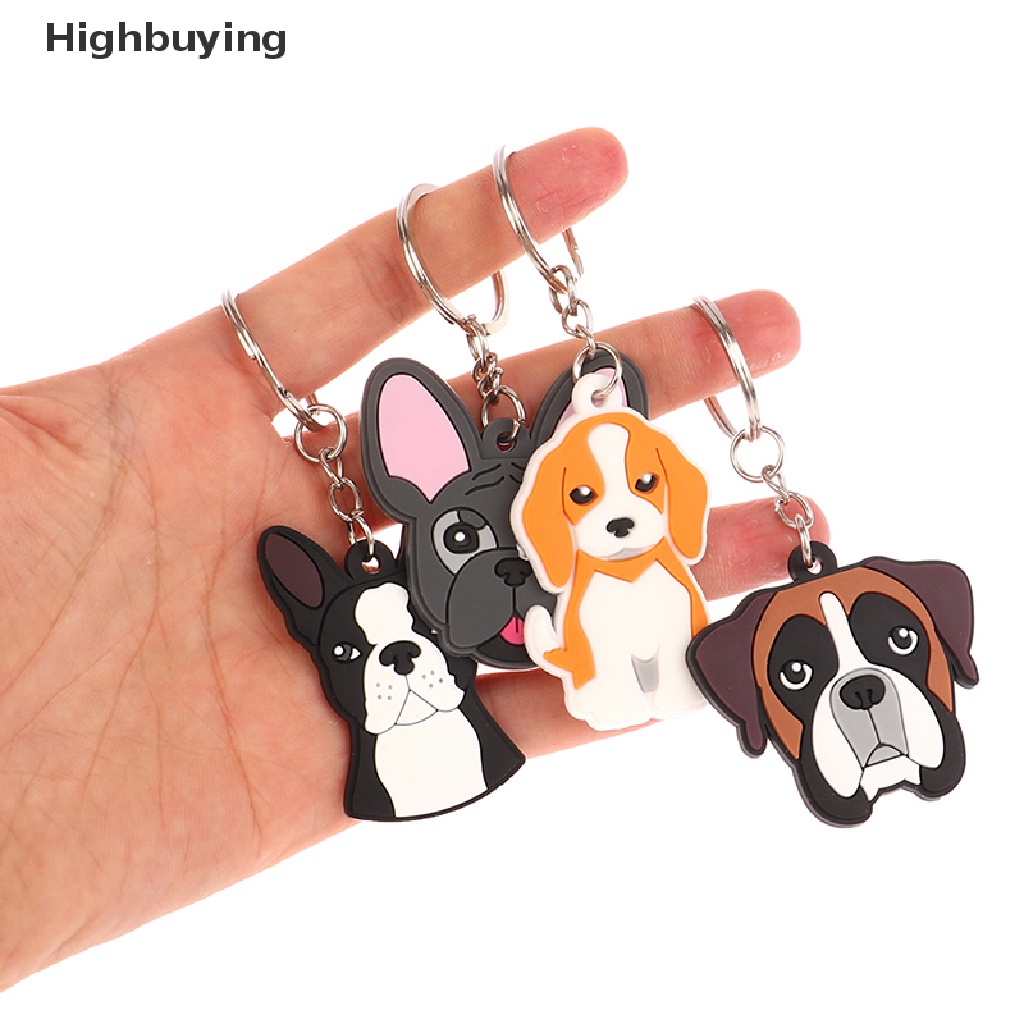 Hbid 1pc Gantungan Kunci PVC Lucu Hewan Kartun keychain Indah mini Bentuk Anjing key holder Cocok Wanita Pria Anak Kunci Aksesoris Glory