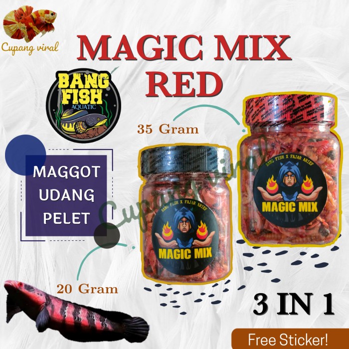 MAGIC MIX RED Pakan Channa Red 3in1 Maggot Udang Pelet Bang Fish