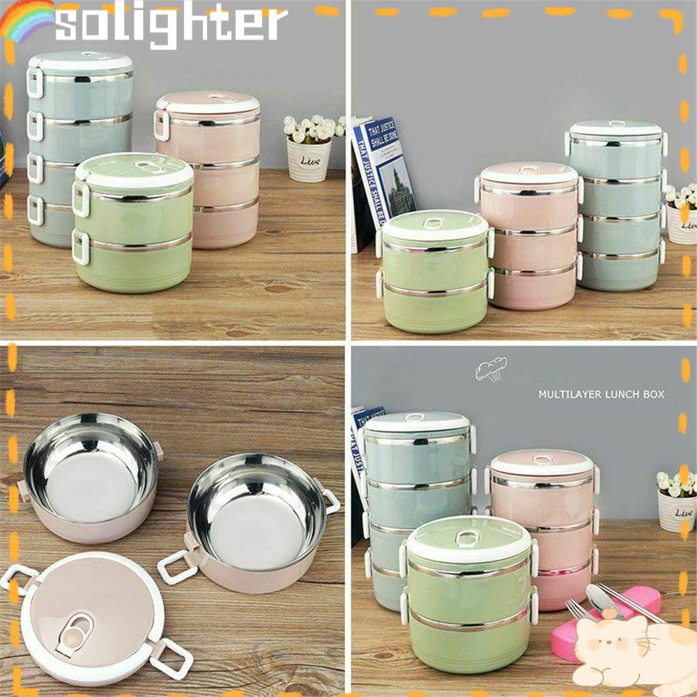 Solighter 1 /2/3Lapis Kotak Makan Portable 1/2/3lapis Stainless Steel Food Container