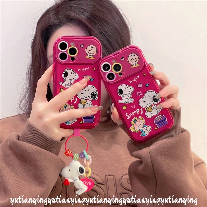 IPHONE Case Cermin Make Up Snoopy Flip Kartun Lucu Kompatibel Untuk Iphone11 14 13 12 Pro Max XR 7Plus 78 Plus X XS Max SE 2020 Shockproof Soft TPU Phone Cover