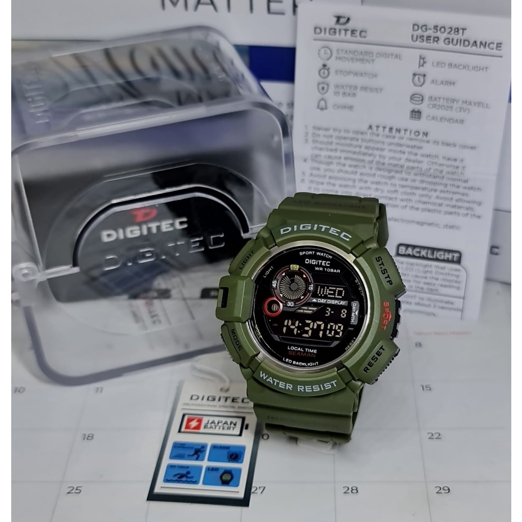 Jam Tangan Pria Digital Digitec 5028 Rubber Original Tahan Air