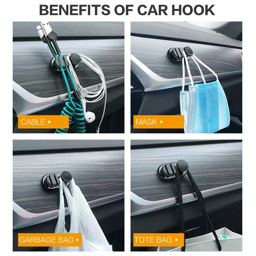 2in1 Kait Mobil Mini Klip Pengikat Otomatis Kabel USB Kunci Tas Gantungan Multifungsi Kait Dinding Rumah Self Adhesive Hanger Storage Hooks Auto Storage Organizer