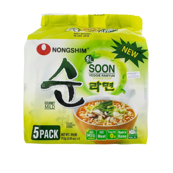 

[NEW!!] Nongshim Soon Veggie Ramyun 560gr (5pcs x 112g)
