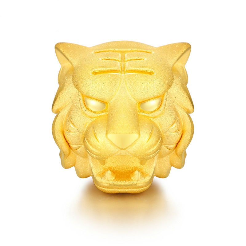 Goldkingdom Fashion Perhiasan Aksesoris Ready Stock Emas Asli Kadar 375 Mendominasi Zodiak Kepala Harimau Berlapis Dengan Emas Asli Kadar 375 Asli Pria Dan Wanita Harimau Transportasi Mutiara Lutong Gelang Perhiasan