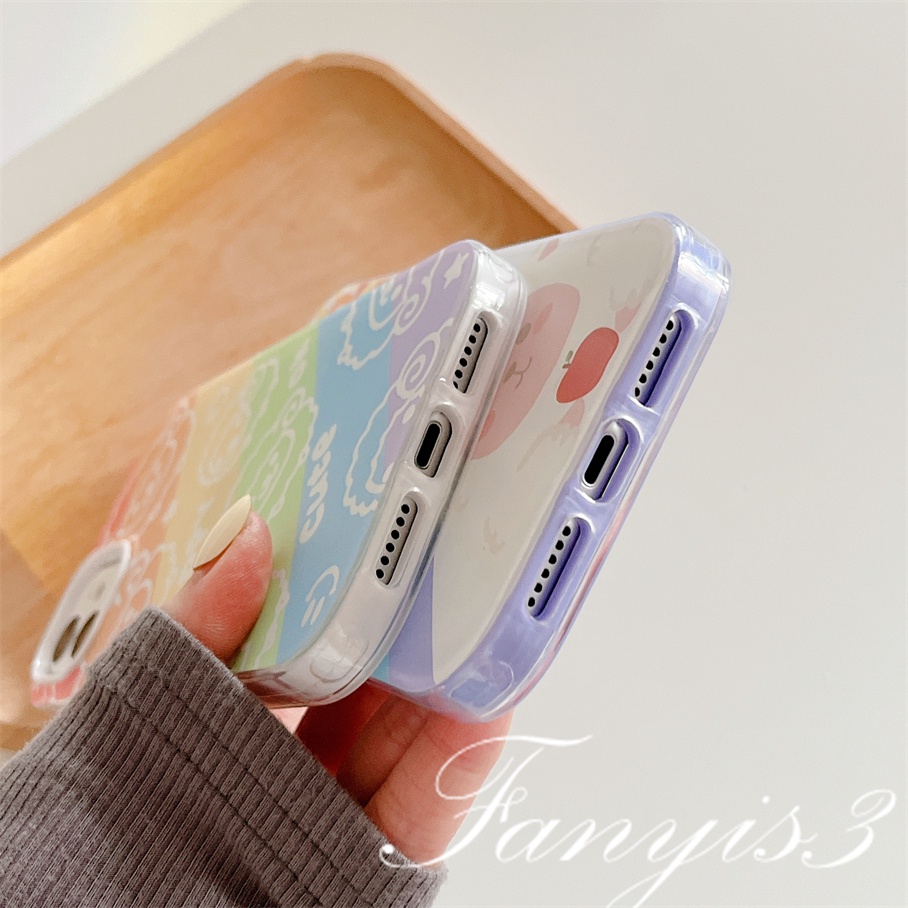 Compatible For iPhone 14 13 12 11 Pro Max XS Max XR X XS 8 7 6 6s Plus SE 2020 Kompatibel Untuk 3in1 Domba Pelangi 3in1 Phone Case Soft Cover Pelindung