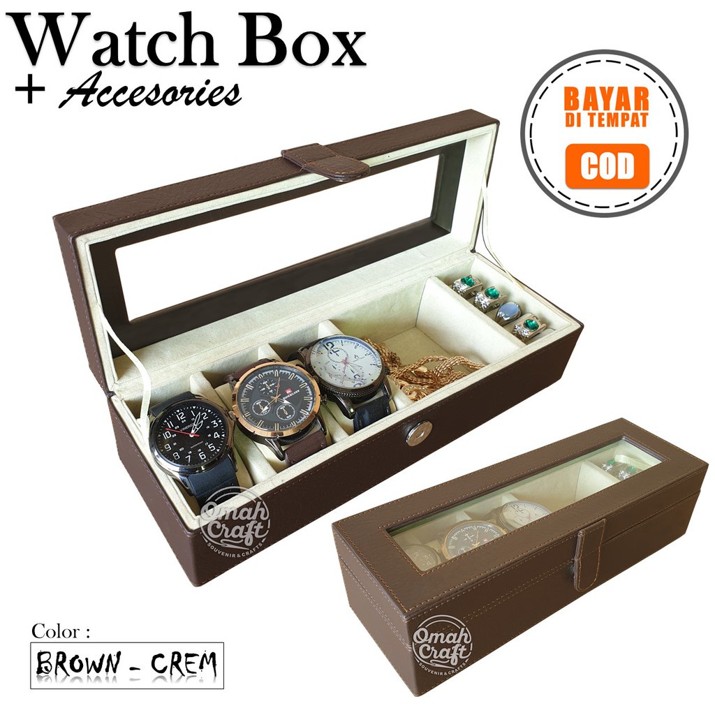 Diskon 50% Tempat Jam Tangan isi 3 Mix Perhiasan Kotak Cincin Kalung Emas