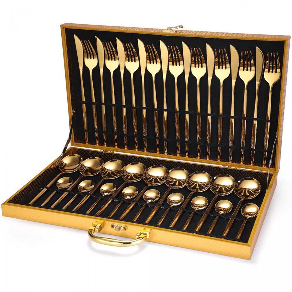 Set Perlengkapan Makan Sendok Garpu Pisau 24 PCS Stainless Steel