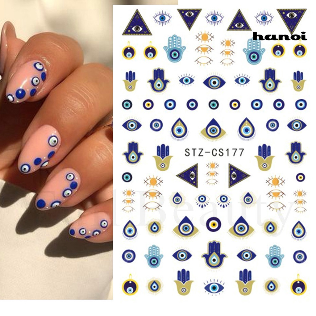 Hi Nail Art Stiker Pola Indah Perekat Diri Tidak Luntur Lengket Kuat Dapat Dilepas Dekoratif 5gaya Mata Jahat Kuku Stiker Mudah Mengelupas Kuku Stiker Perlengkapan Kuku