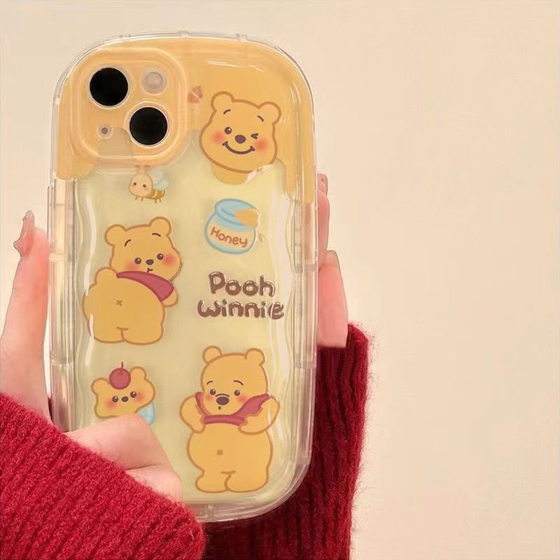 IPHONE Casing Ponsel Tahan Guncangan Beruang Lucu Kompatibel Untuk Iphone14 13 11 12 Pro XS Max Casing Transparan X XR 7 +8 Plus Cover Silikon TPU Lembut