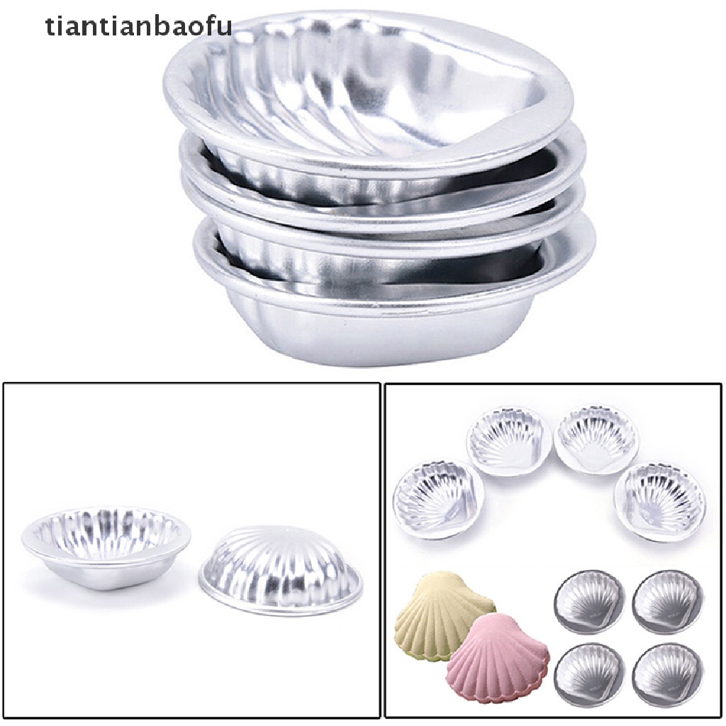 [tiantianbaofu] 5x Crafg Aluminium Alloy Handmade Cetakan Mandi Kue Bersoda Bentuk Kerang Laut Butik