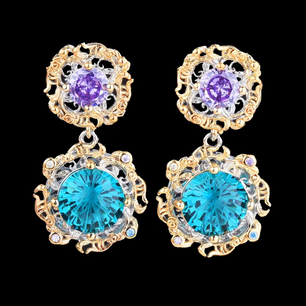 Goldkingdom Fashion Perhiasan Aksesoris Ready Stock Berlian Ungu Baru Warna-Warni Harta Karun Jas Kembang Api Terang Potong Pallai Ba Liontin Cincin Zirkon Anting Gelang Perempuan.