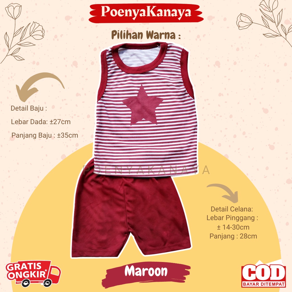 Setelan Baju Bayi Kutung SALUR BINTANG Viori Size 3-12 Bulan STL28