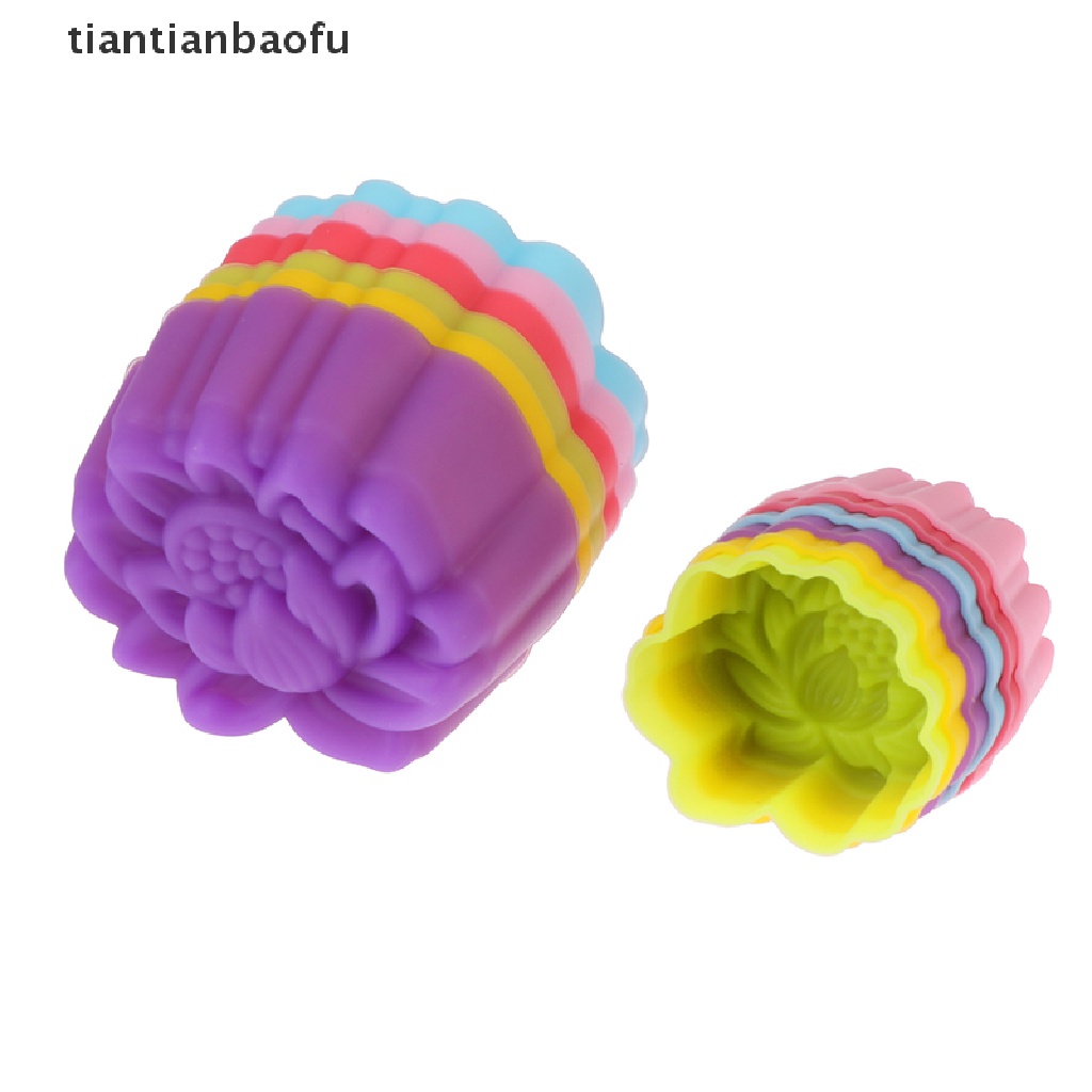 [tiantianbaofu] 5pcs 3/5cm Lotus Silicone Cetakan Kue Muffin Baking Non Reusable Molds Butik