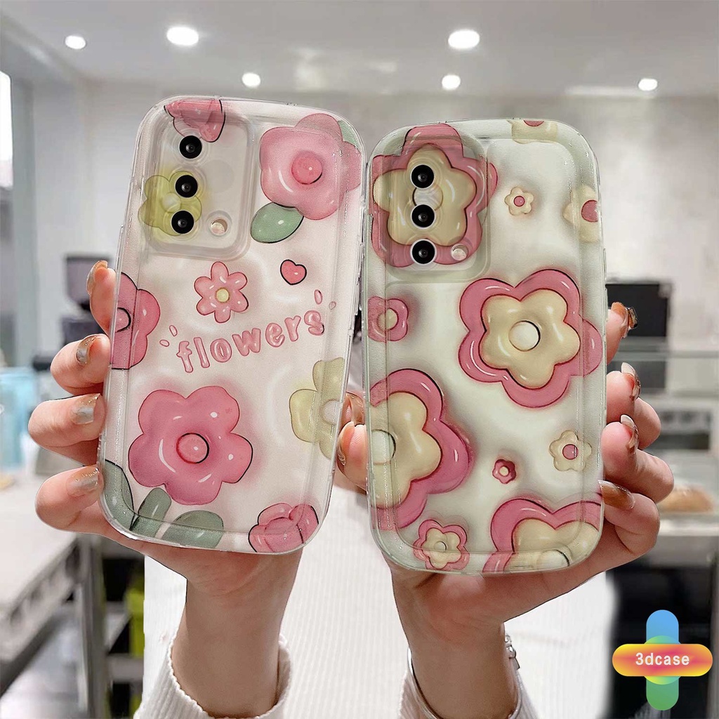 Case OPPO A15 A54 A5S A77S A17 A17K A57 A3S A76 A96 A16 A95 A55 A7 A5 A9 A31 A53 A33 2020 A12 A12S A1K A12E A16E A16K A54S A53S A16S A77 A57S A57E A11S Reno 7 7Z 8Z 5 4 6 8 5F 5K 4F 4 5 06 Lite A74 A15S Ins Pink Flowers Transparent Case