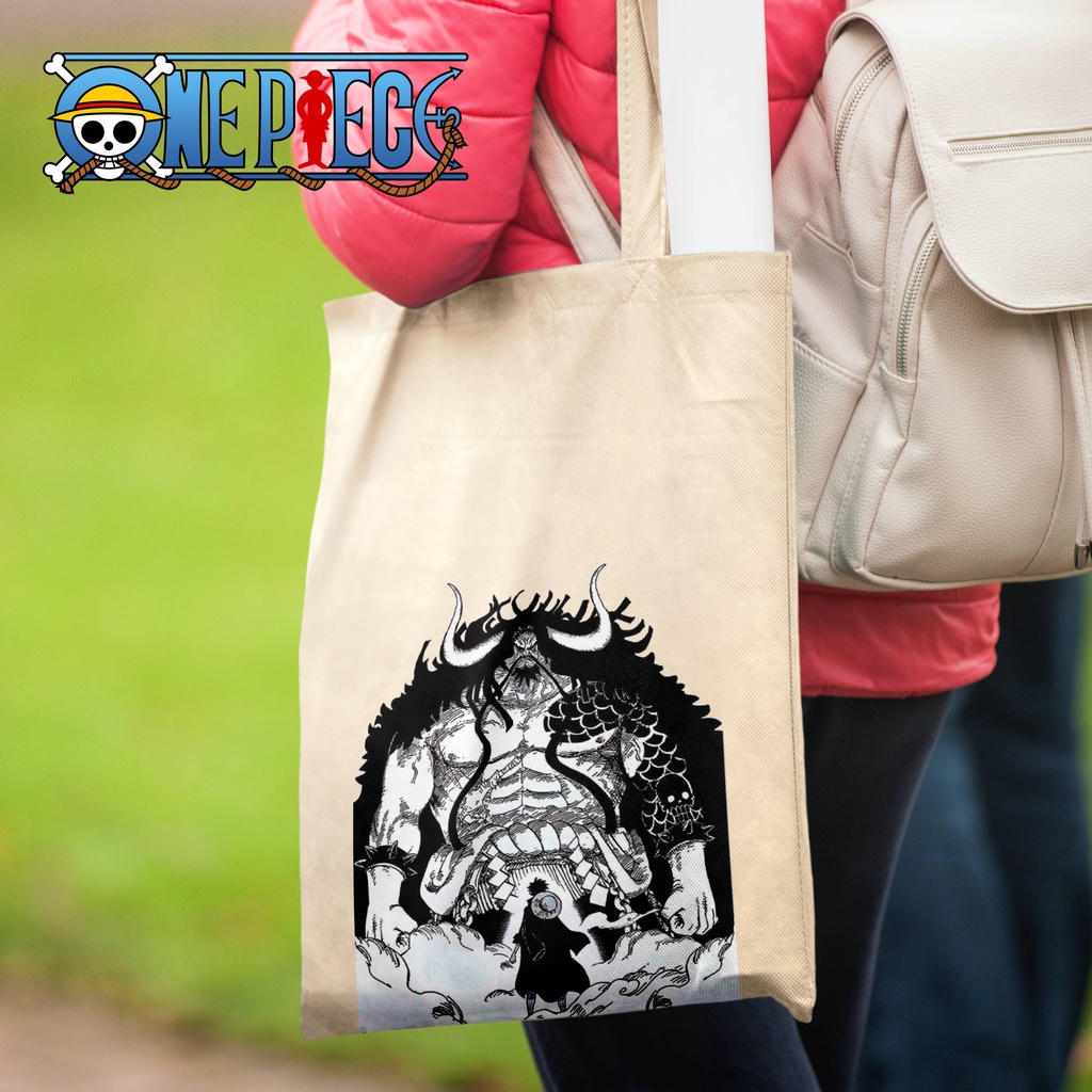 Totebag Anime One Piece Kaido Luffy Tote bag premium Totebag zipper totebag velcro Termurah tote bag resleting