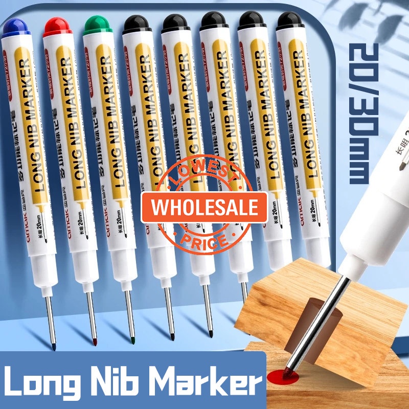 [Harga Grosir] 1PC Penanda Nib Panjang Serbaguna 20mm Kepala Penanda Ekstensi Lubang Dalam Tahan Air Mekanik Pertukangan Pen Konstruksi Marking Pen