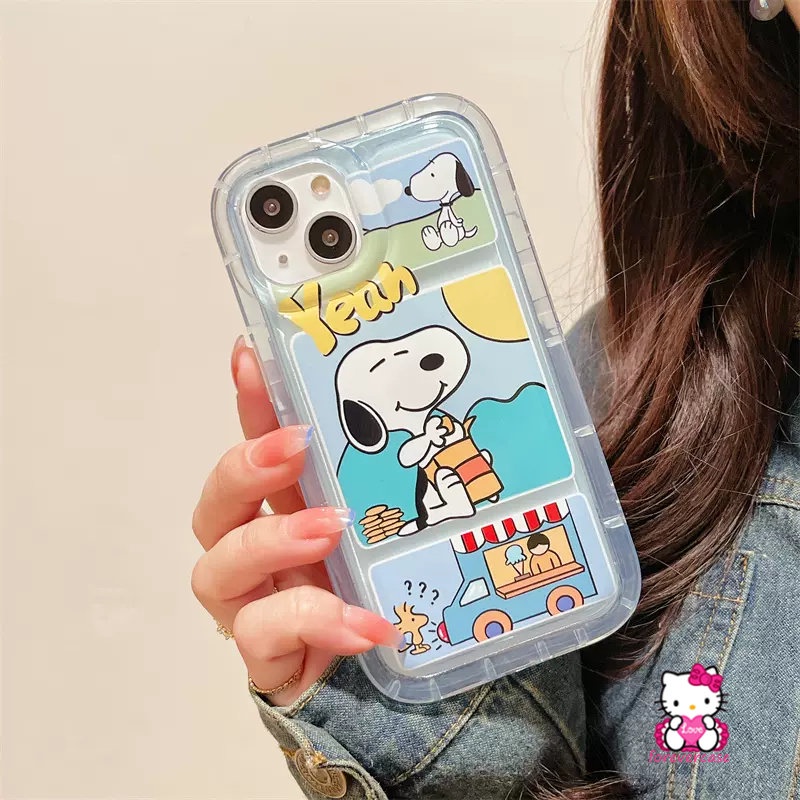 IPHONE Casing Snoopy Kartun Lucu Kompatibel Untuk Iphone14 12 11 13 Pro Max 8Plus XR 7Plus X XS Max 6Plus Lembut Tpu Shockproof Airbag Belakang Full Cover