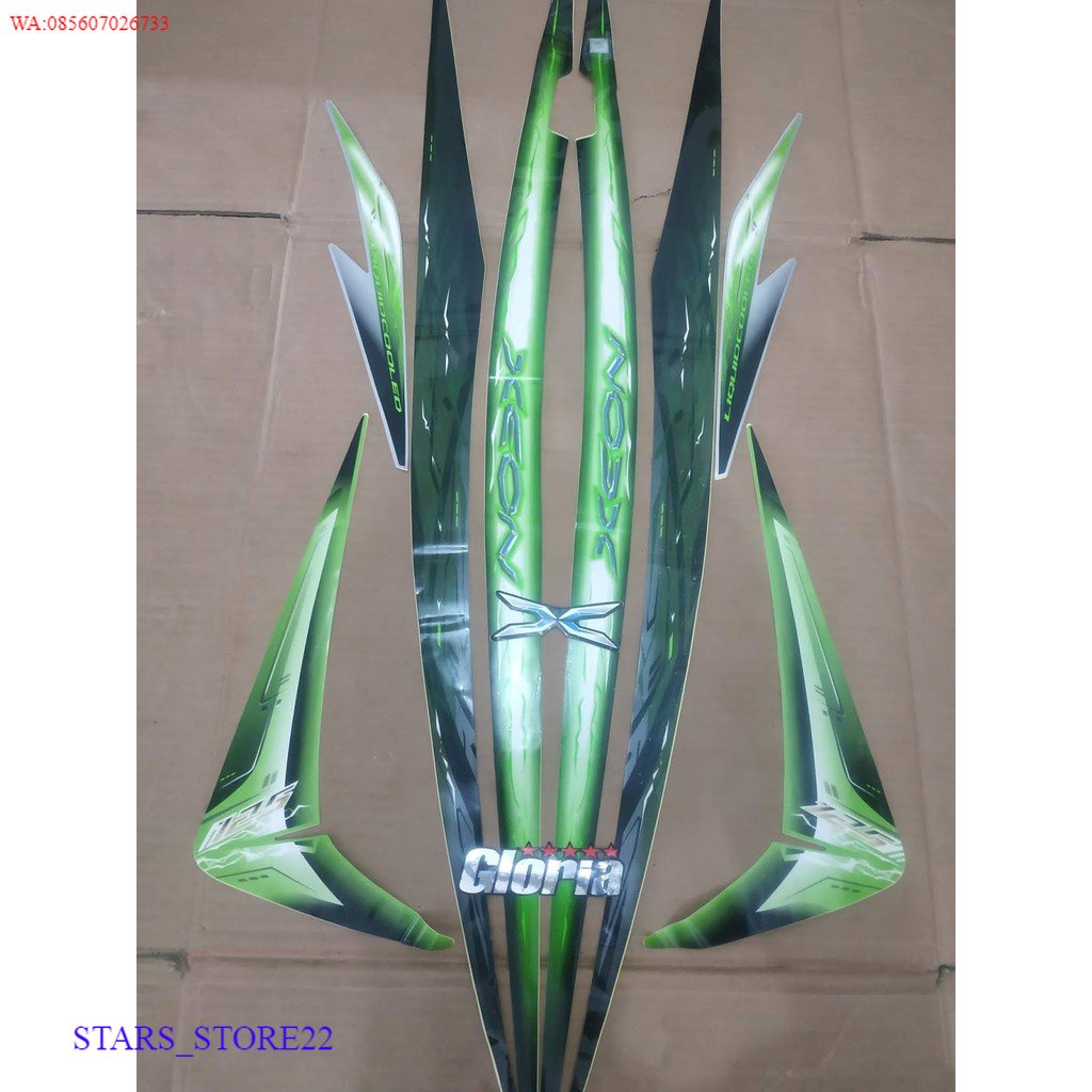 (ORI) Striping List Body Xeon 125 lama Karbu tahun 2012 - Hitam Hijau KUALITAS ORIGINAL PABRIK