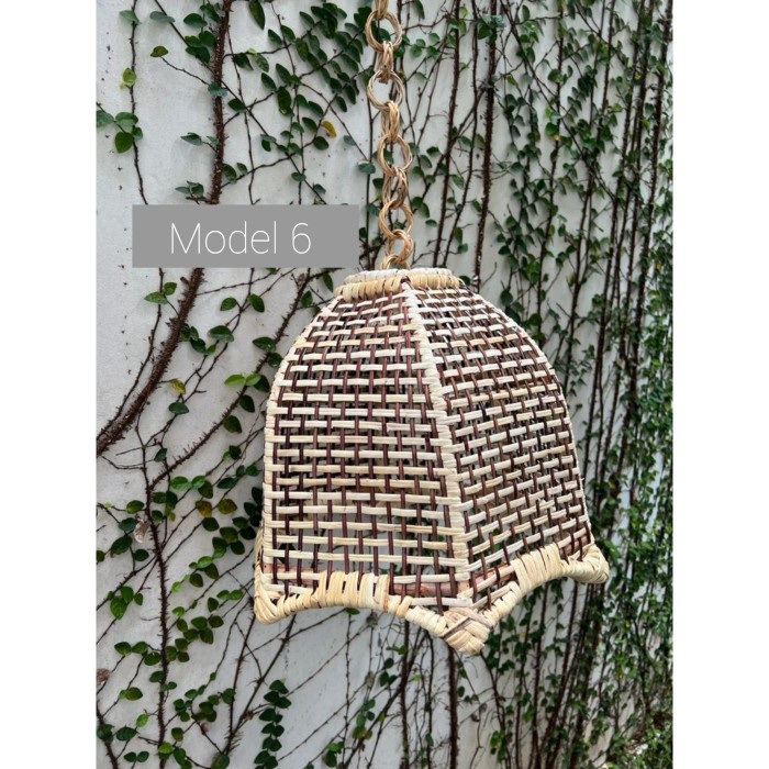 Kap Lampu Rotan Gantung / Kap Lampu Cafe / Cup Lampu Rotan CLR02 - Model 6