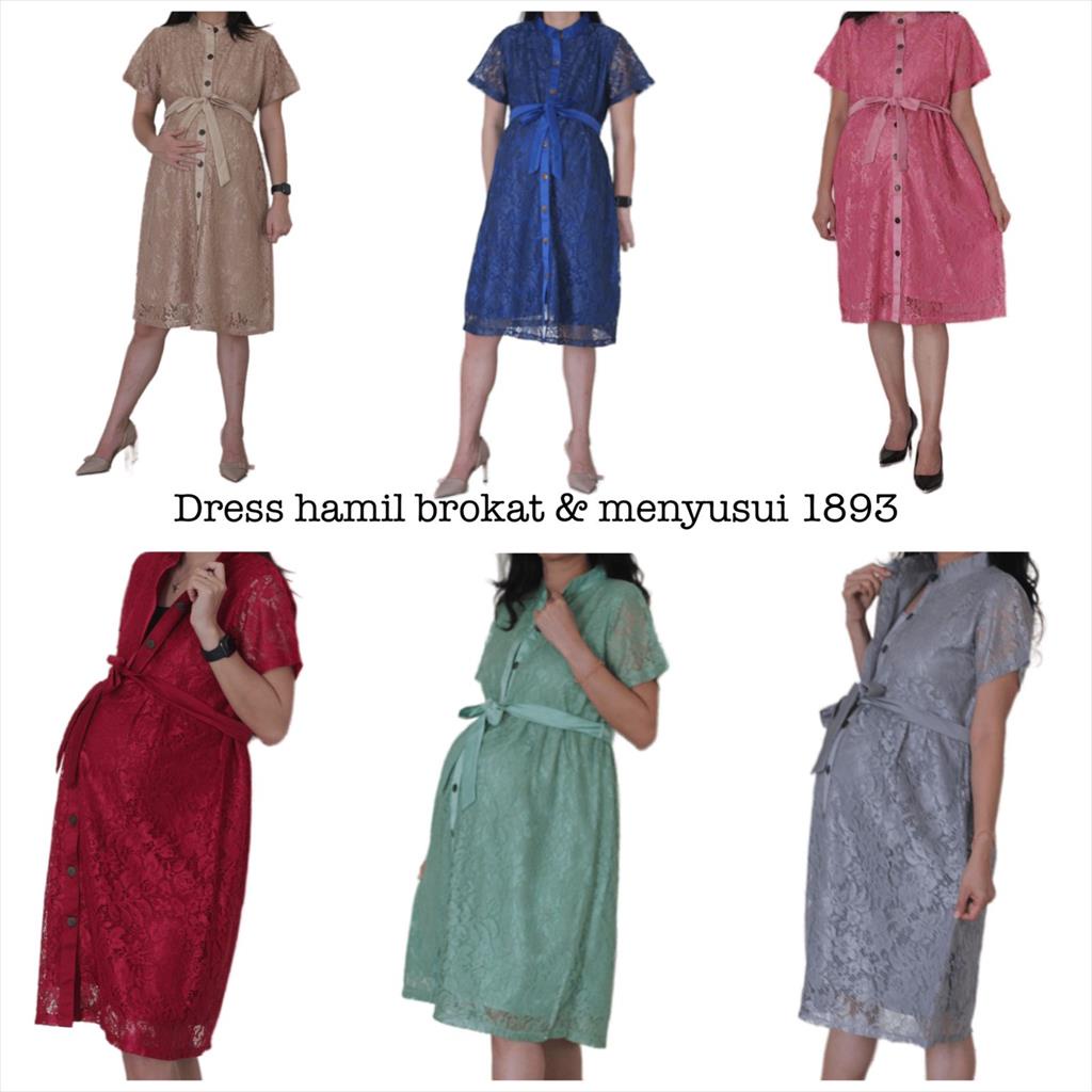 Baju hamil Dress Hamil Brokat Dress hamil menyusui kondangan baju pesta cantik 1893 OH