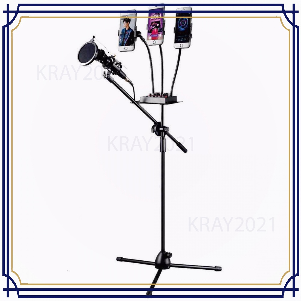 Microphone Standing Holder Tripod 3xSmartphone Holder -TP184