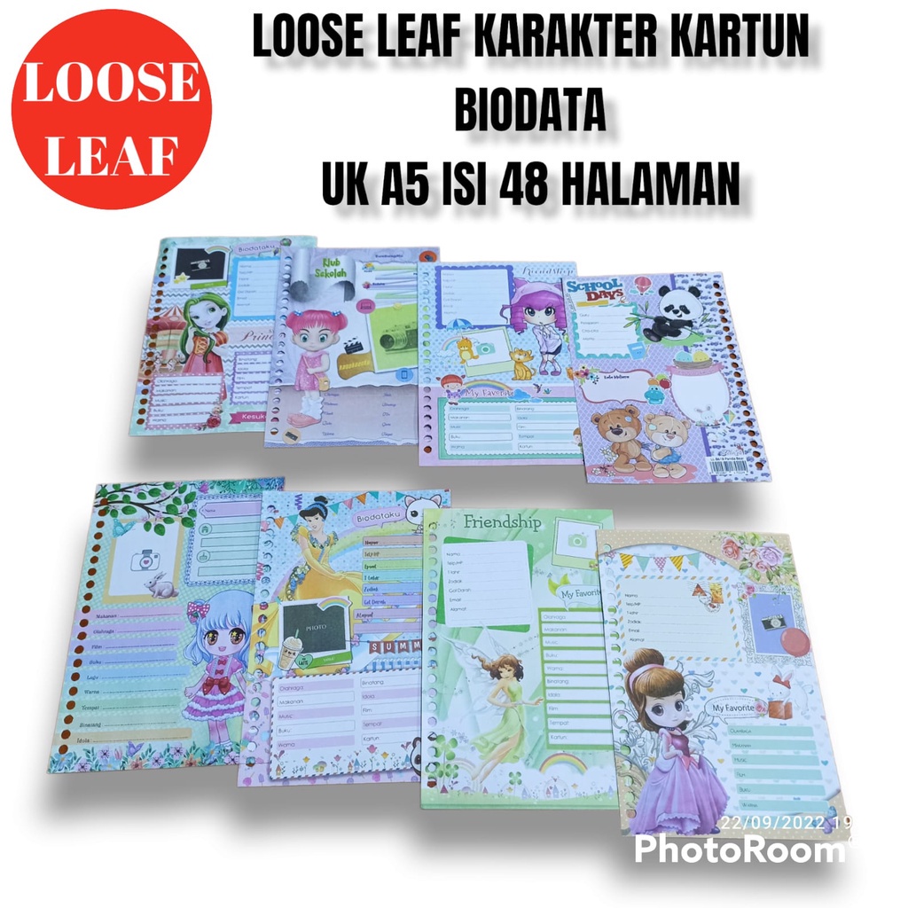 

CWS99 - LOOSE LEAF BIODATA/ ISI MAP BINDER / ISI FILE/ KARAKTER KARTUN ISI 24 LEMBAR UK A5