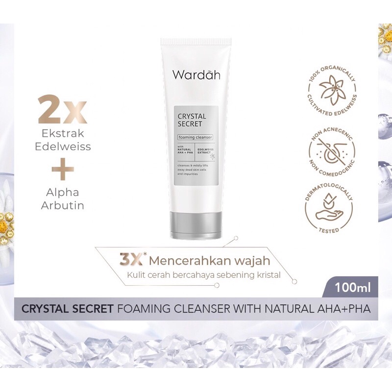 Wardah Crystal Secret Foaming Cleanser 100ml / Sabun Cuci Muka Wardah Crystal Secret / White Secret 