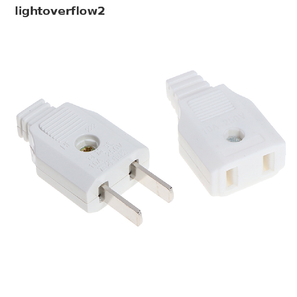 [lightoverflow2] Us 2pin Datar AC Listrik Power Male Plug Female Socket Outlet Adaptor Kawat [ID]