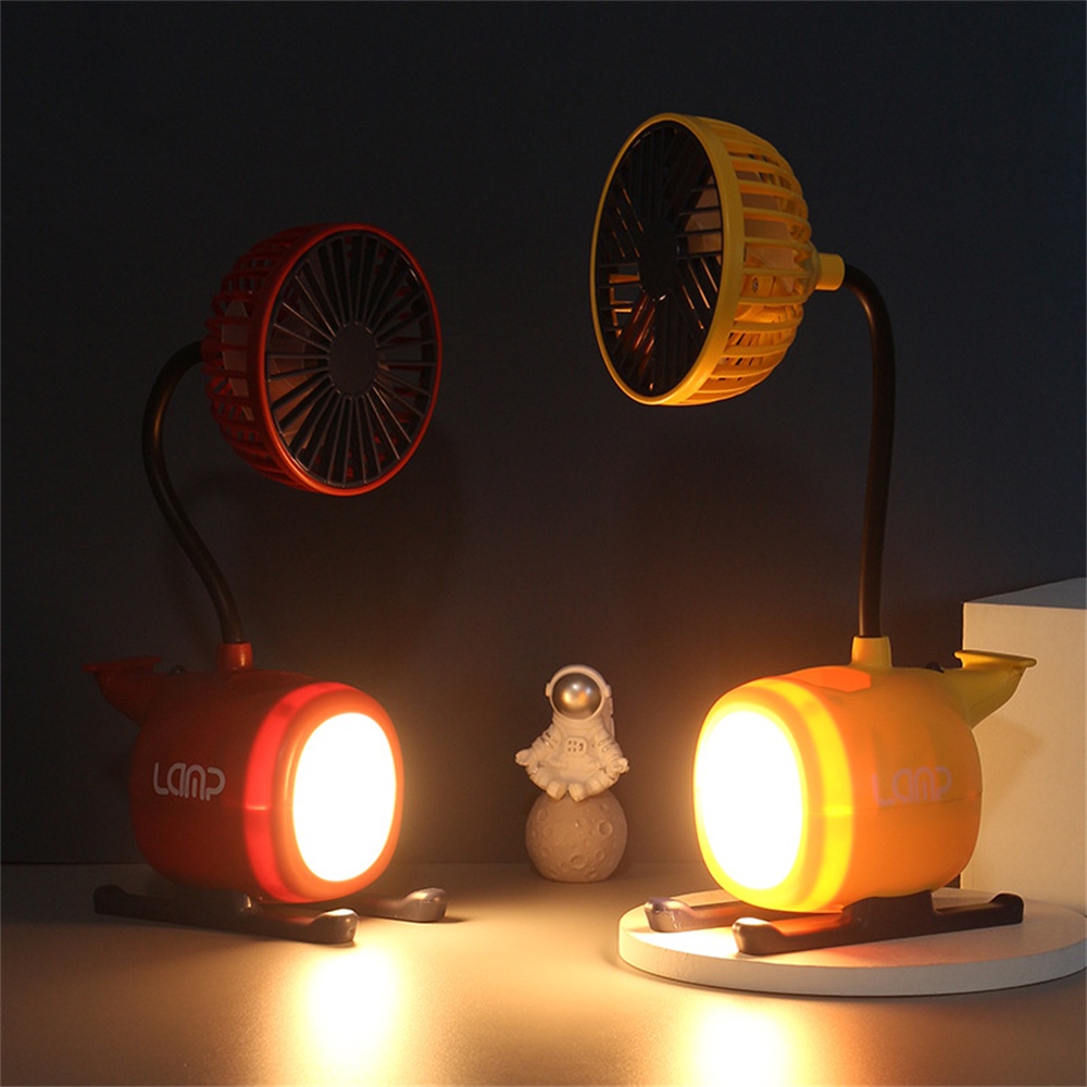 ღ Kartun Little Pesawat Fan Lampu Usb Pengisian Lipat Led Malam Lampu Mahasiswa Pena Pemegang Membaca Buku Cahaya Kecil Cute pendingin Ventilador