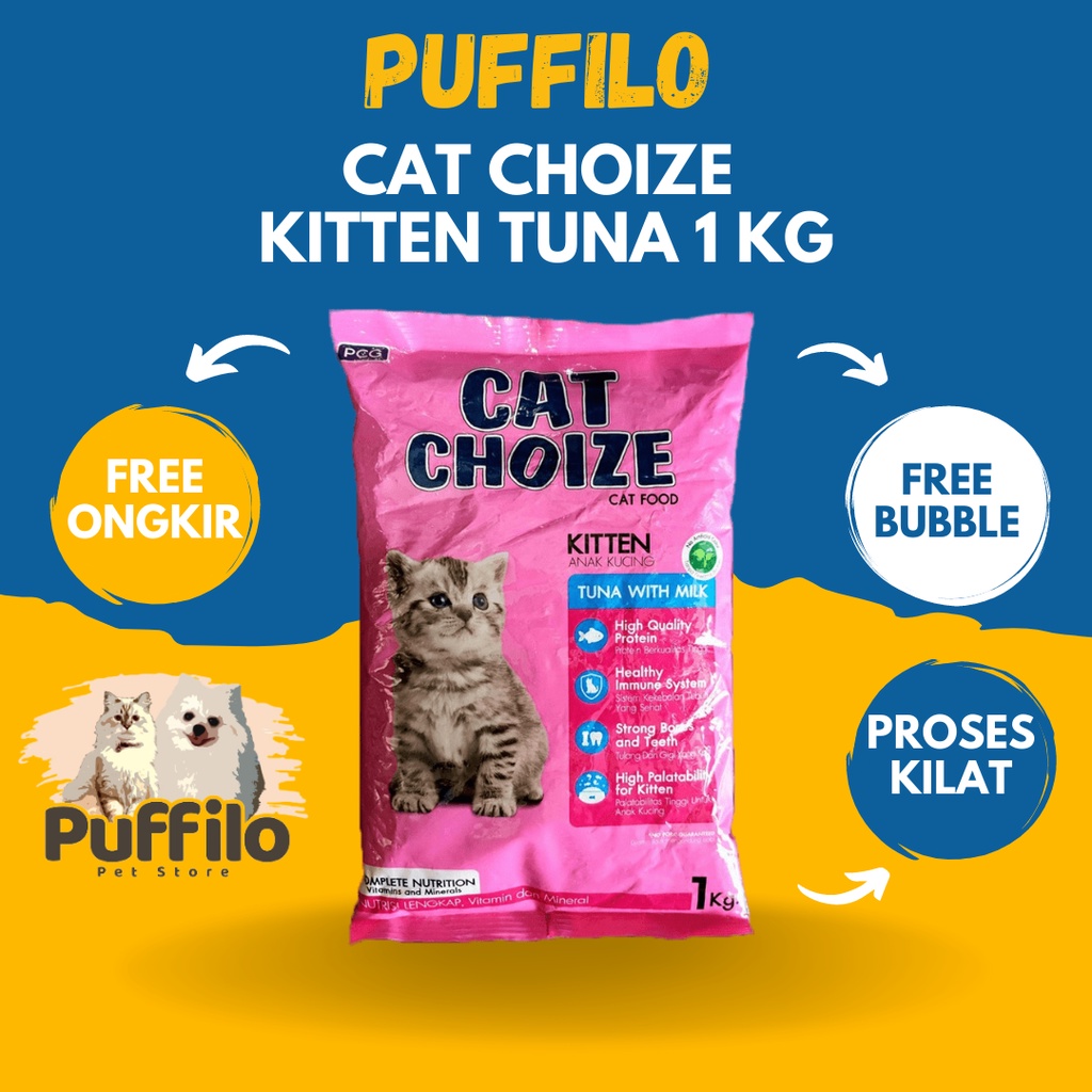 MAKANAN KUCING CAT CHOIZE KITTEN TUNA SALMON DRY CAT FOOD 1KG