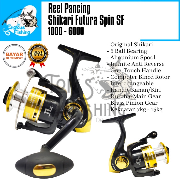 Reel Pancing Shikari Futura Spin SF 1000 - 6000 (6 Bearing) Murah Berkualitas - Engkus Fishing