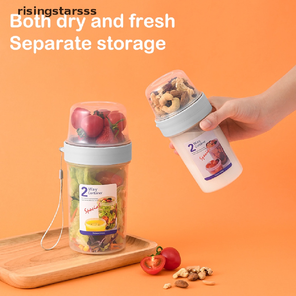 Rsid Span-new Breakfast Oatmeal Cereal Nut Yogurt Salad Cup Seal Container Set Dengan Garpu Saus Cup Lid Bento Tuppers Food Taper Bowl Lunch Jelly