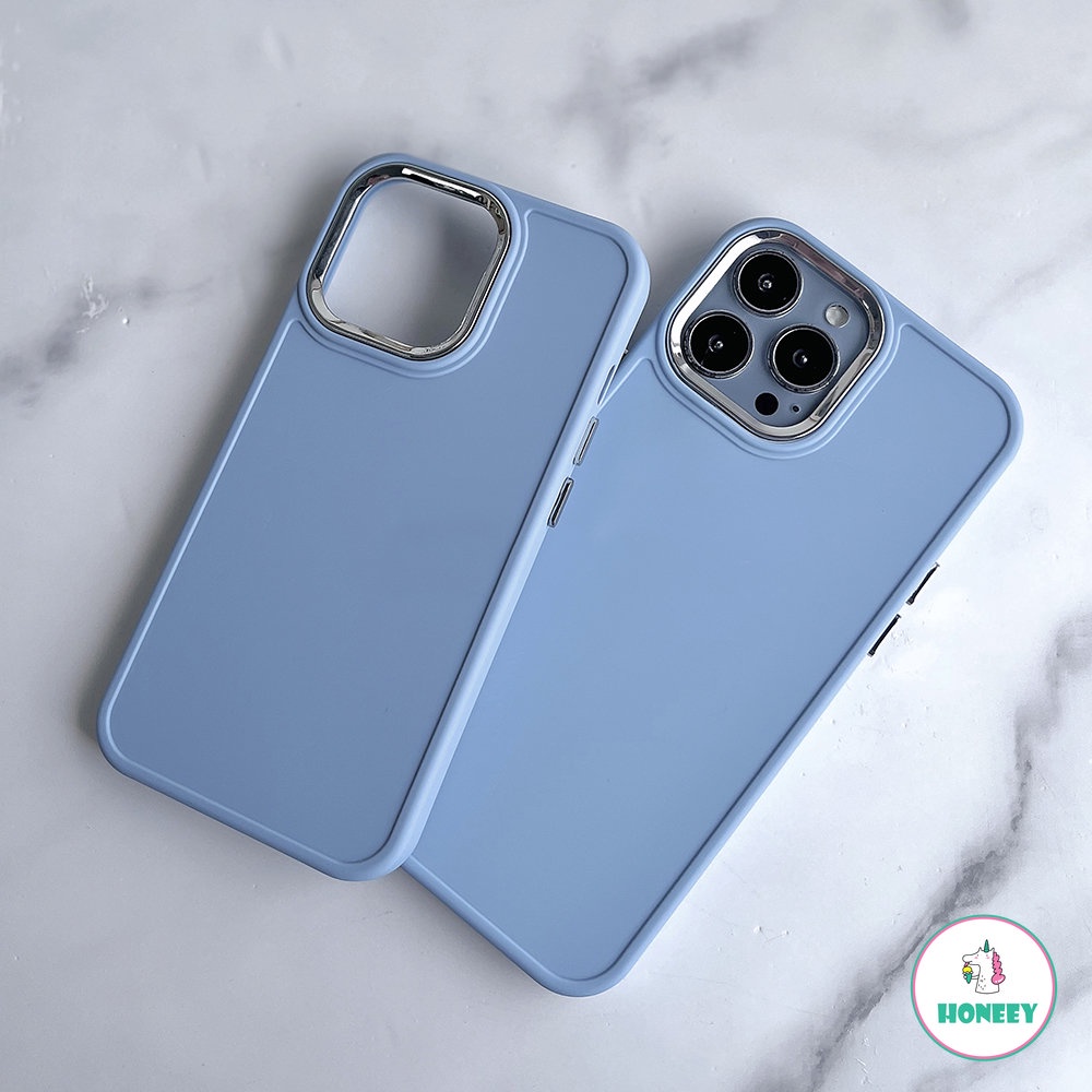 Casing Ponsel Lensa Electroplated Polos Sederhana Kompatibel Untuk iPhone 11 Pro Max14 12 13pro 14plus Silikon Lembut Shockproof Penutup Belakang