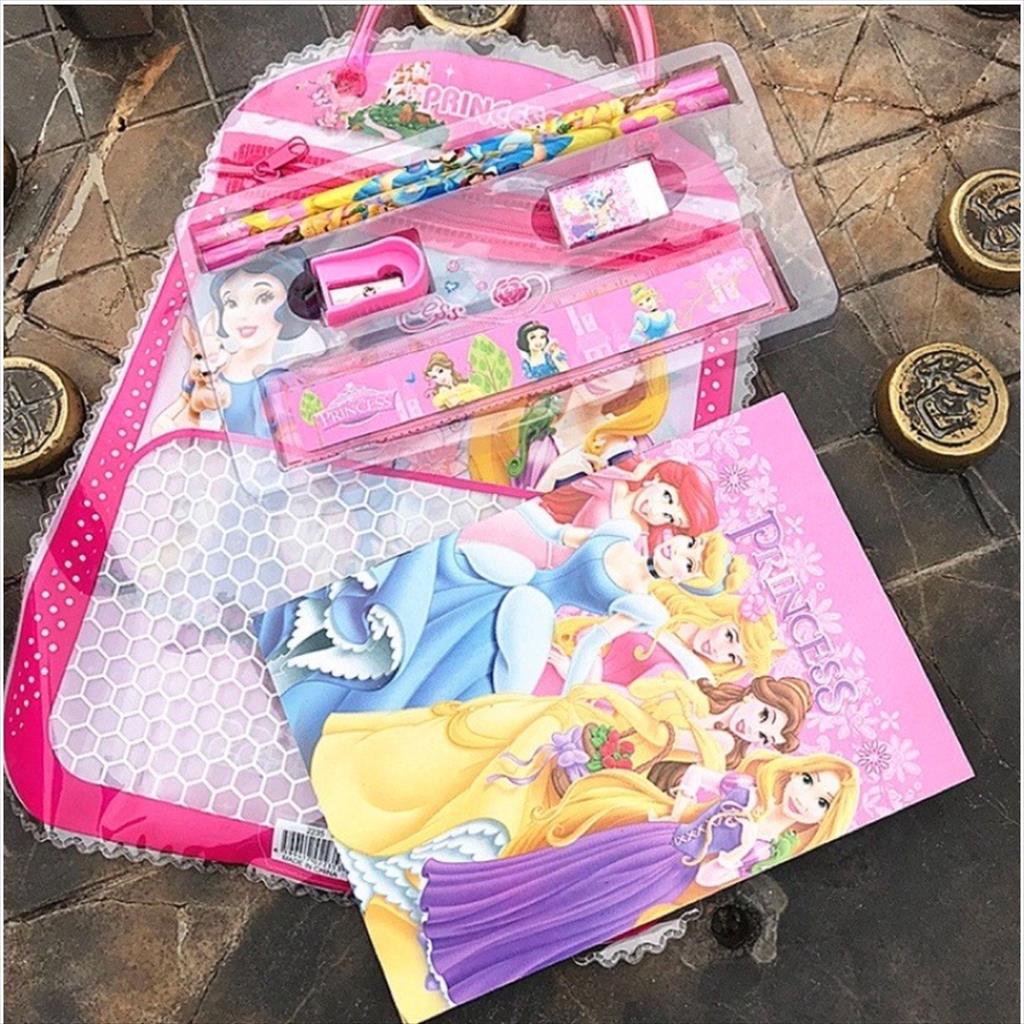 MJS 756 - Paket Alat Tulis Tas 7in1 Set Alat Tulis Karakter Stationery Lucu Souvenir Ulang Tahun Kado Ulang Tahun Pensil Rautan Penghapus Penggaris