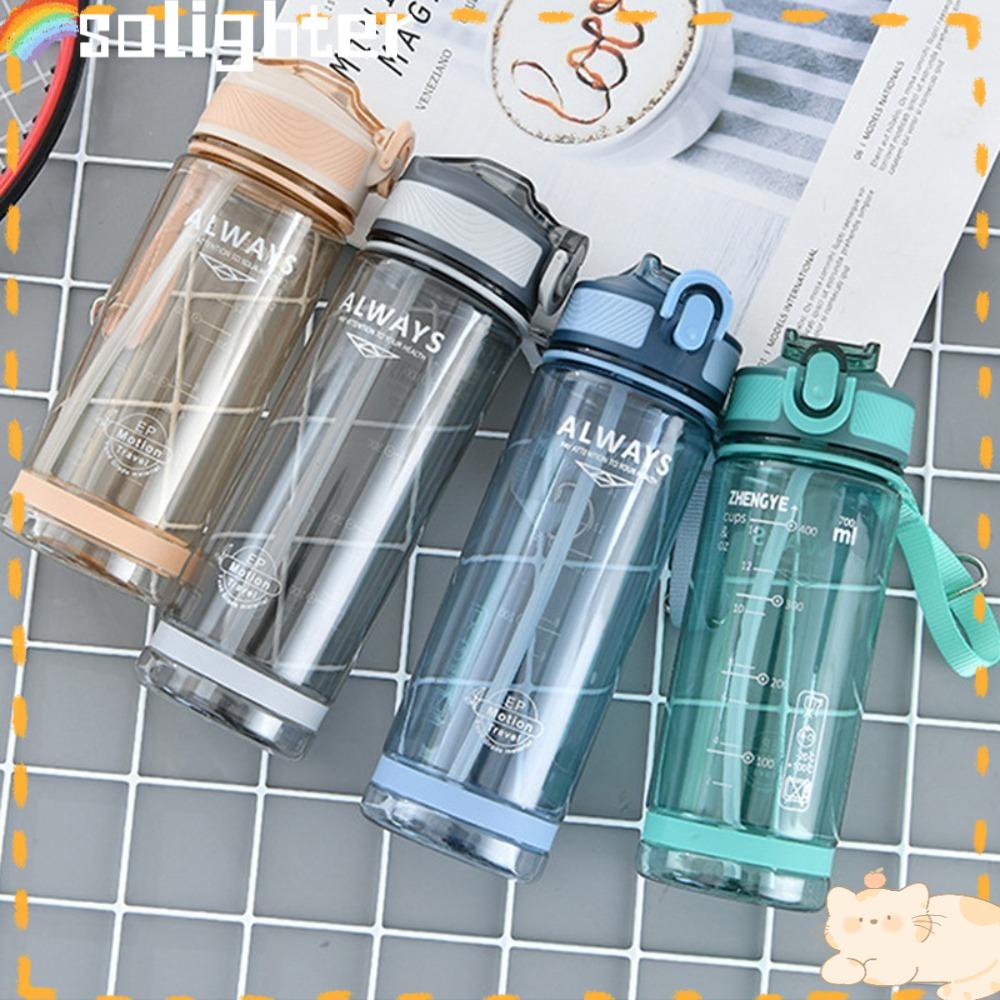 Solighter Botol Air Minum Olahraga 800ml Plastik Untuk Pria Perlengkapan Minum Hiking Anti Bocor