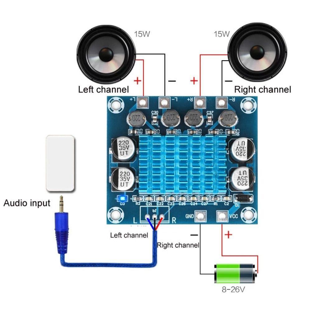 Populer 2pcs Papan Penguat Daya Audio Digital 2.0 Channel Audio Speaker Dual Channel 30W+30W