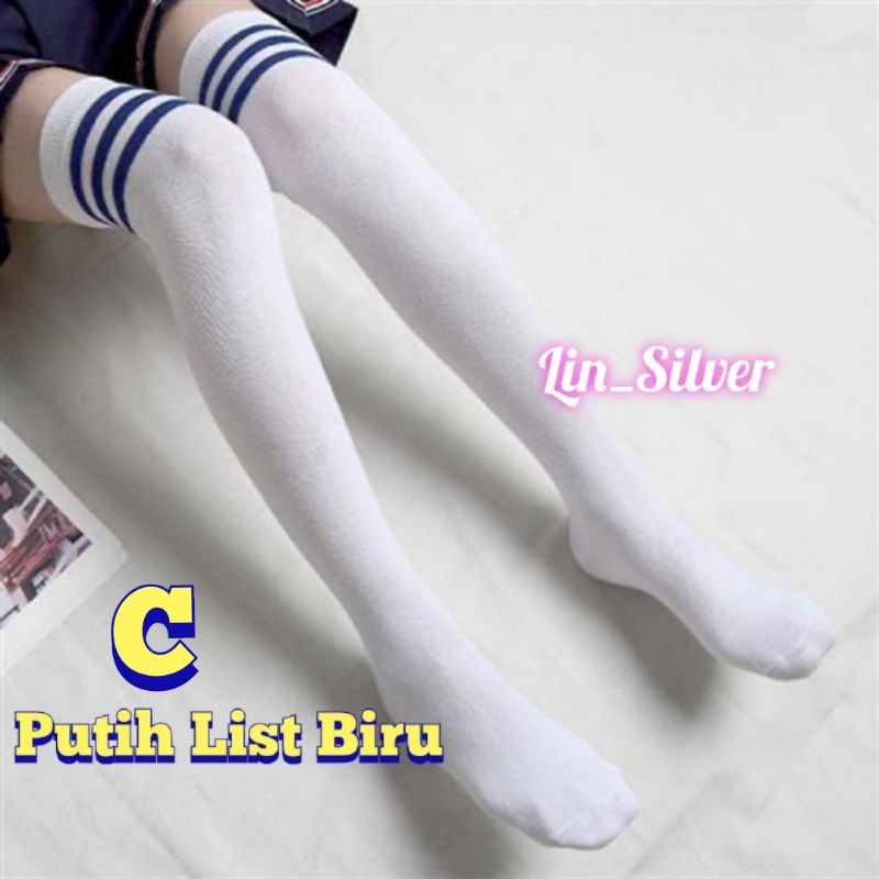 KKIST kaso kaki selutut strip socks kaos kaki wanita