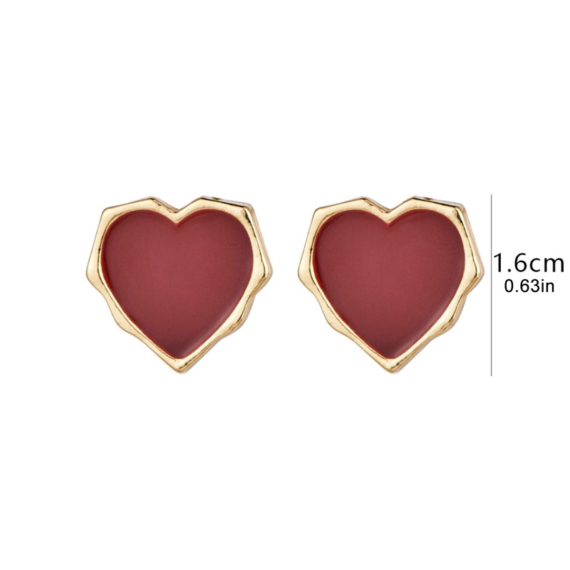 Anting Stud Bohemian Cinta Hati Gaya Jalan Anti Karat Untuk Wanita Lucu Statement Earring Perhiasan Korea