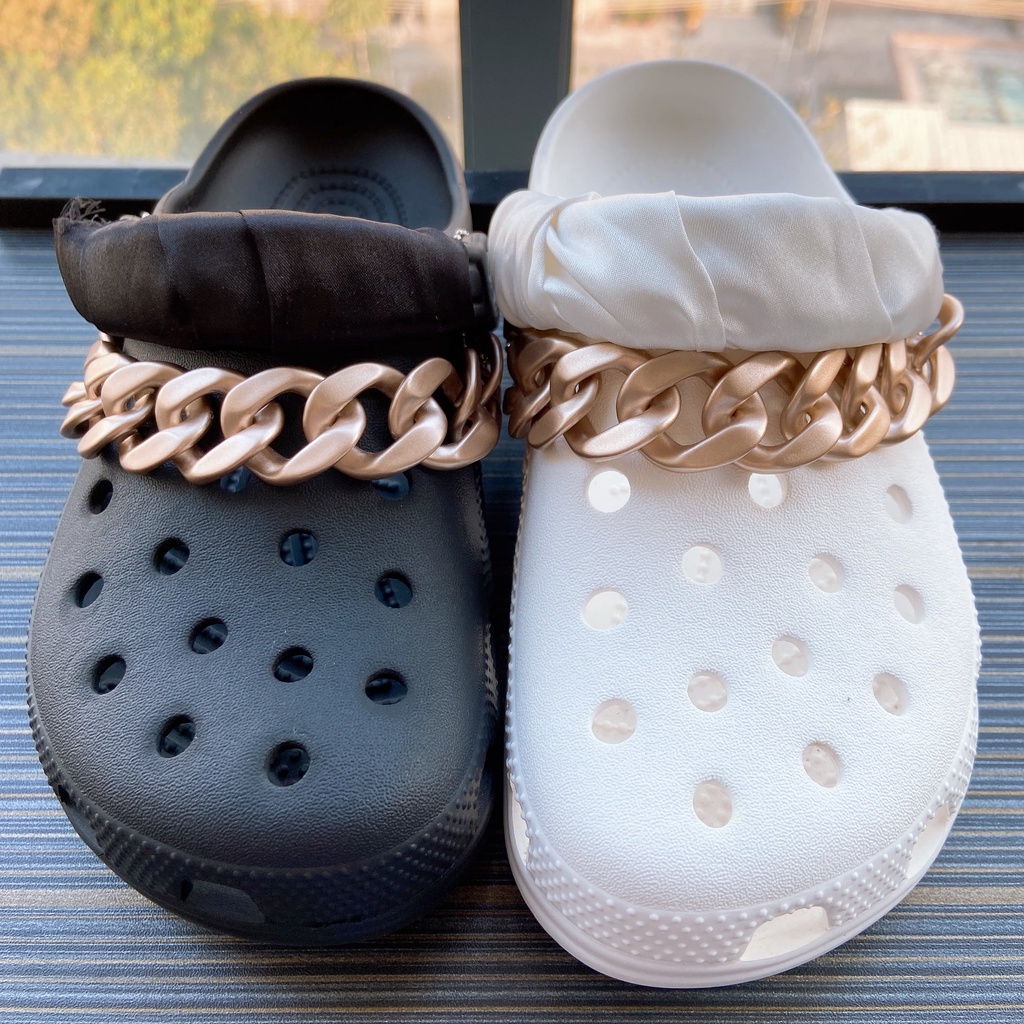 @shinydiy Crocs Fashion Chain Shoe Decoration Matte Gold &amp; Silver Series DIY-crocs Aksesoris Sepatu Rantai Fashion | asesoris wanita｜crocs jibbitz