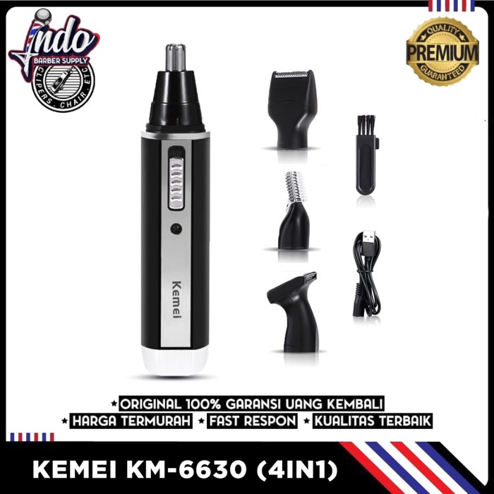 KEMEI 6630 ALAT CUKUR ELEKTRIK 4 IN 1 NOSE EAR EYEBROW TRIMMER KM 6630