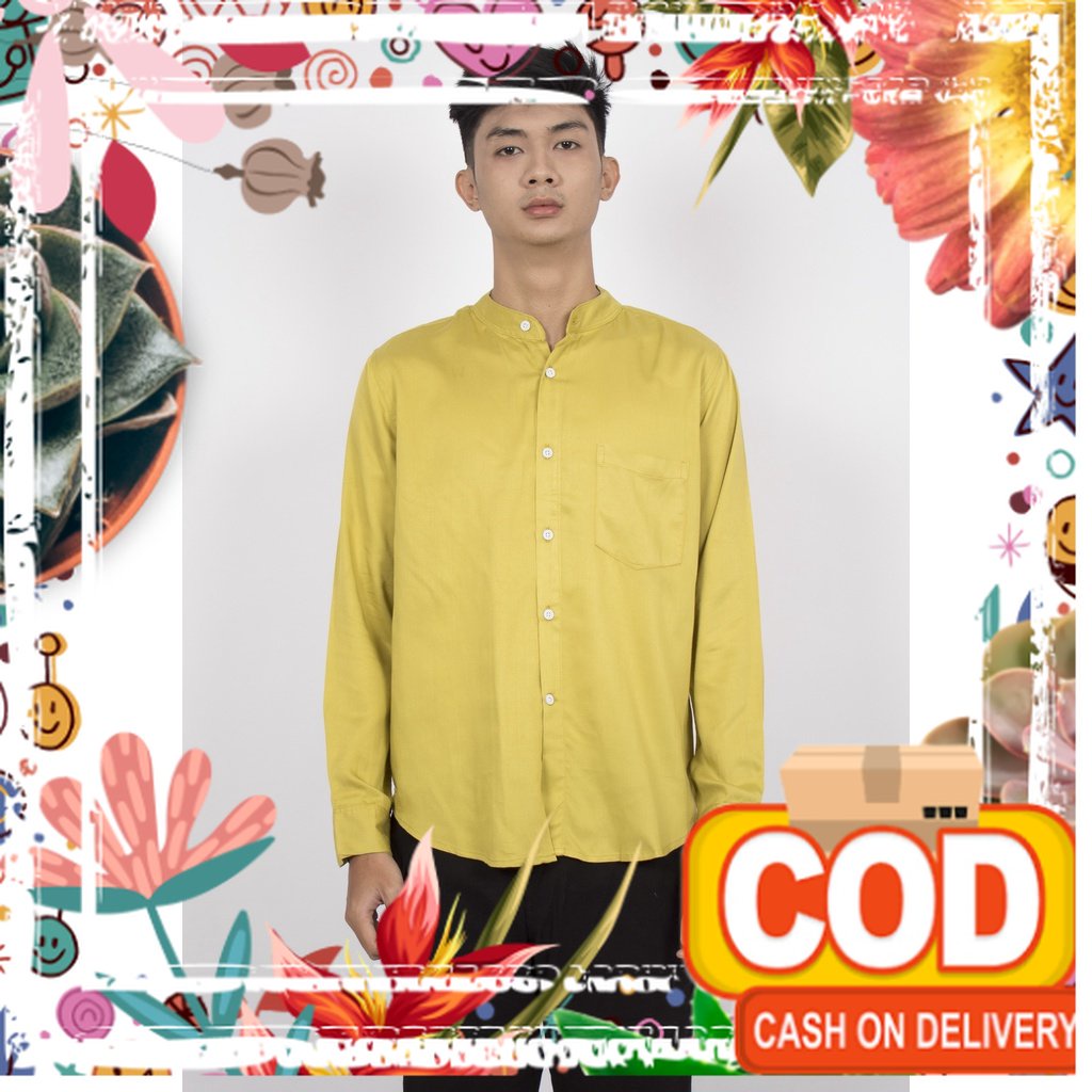 FortKlass ARKANA Lemon Kemeja Polos Pria Lengan Panjang Formal / koko busana muslim
