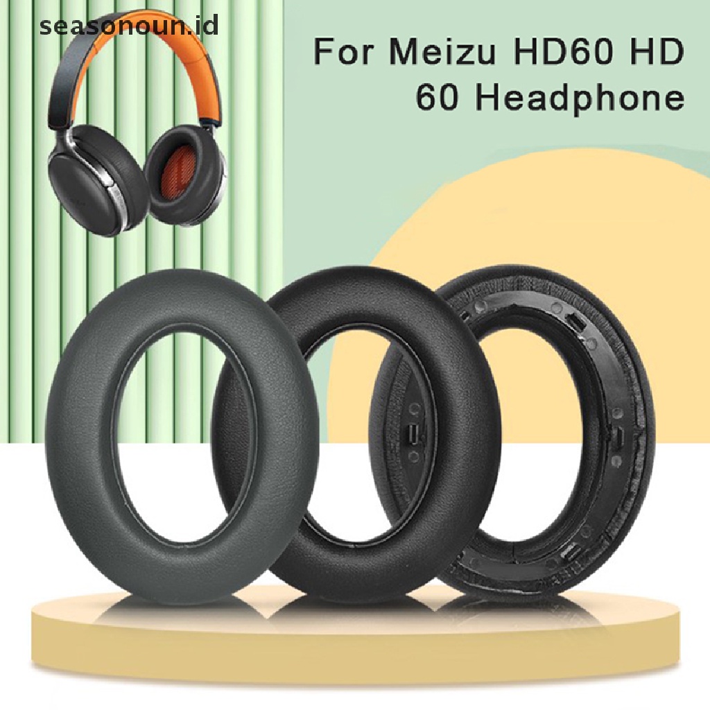 Seasonoun Soft Memory Foam Protein Ear Pads Pengganti Meizu HD60 HD 60headphone Earpads Earcups Bantal Telinga.