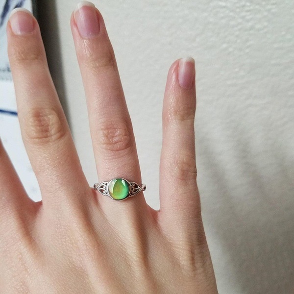 Goldkingdom Fashion Perhiasan Aksesoris Ready Stock Kreatif Penginderaan Suhu Berubah Warna Cincin Eropa Dan Amerika Retro Pass Bunga Putaran Pertunangan Cincin Perempuan